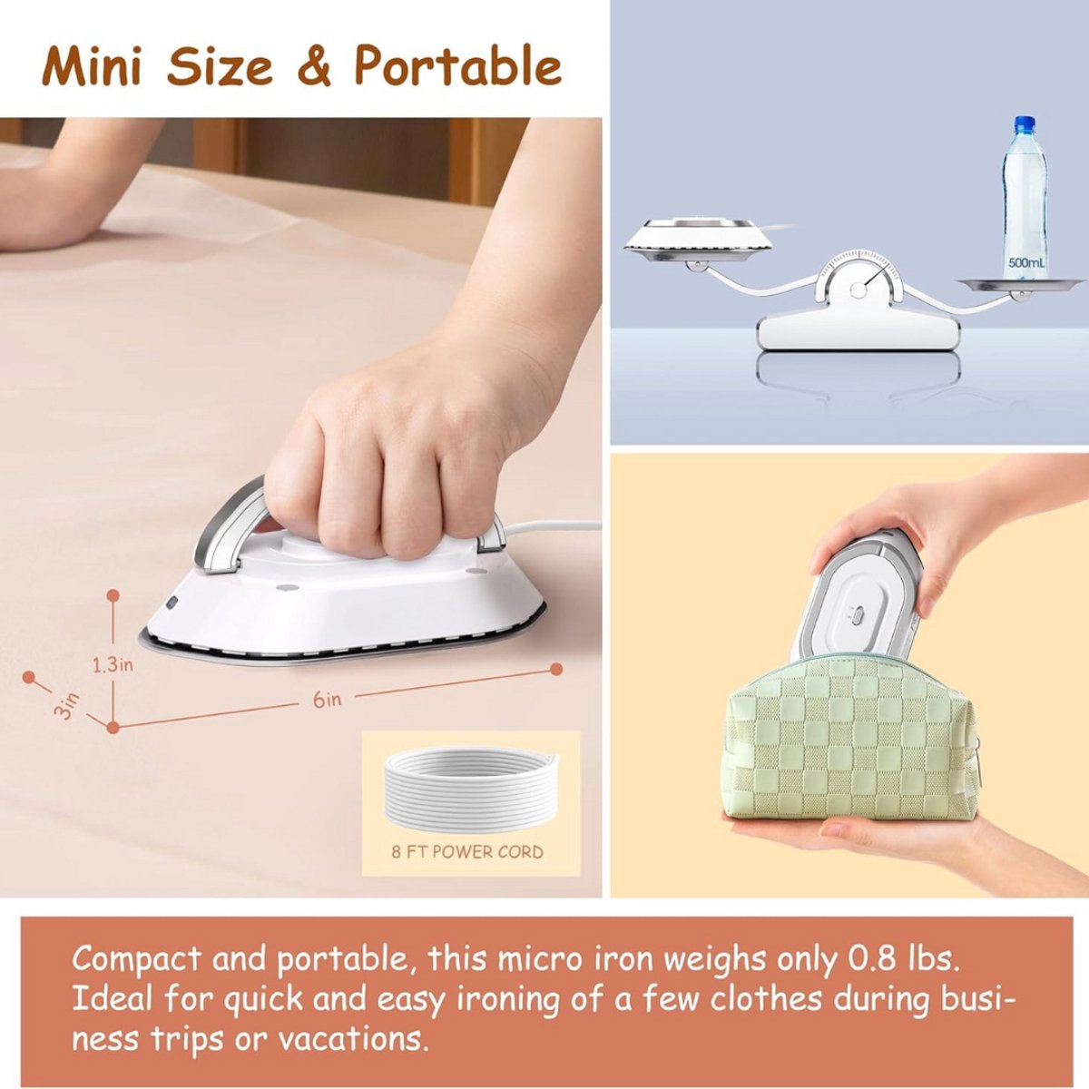 Reisstrijkijzer Mini met Stoom