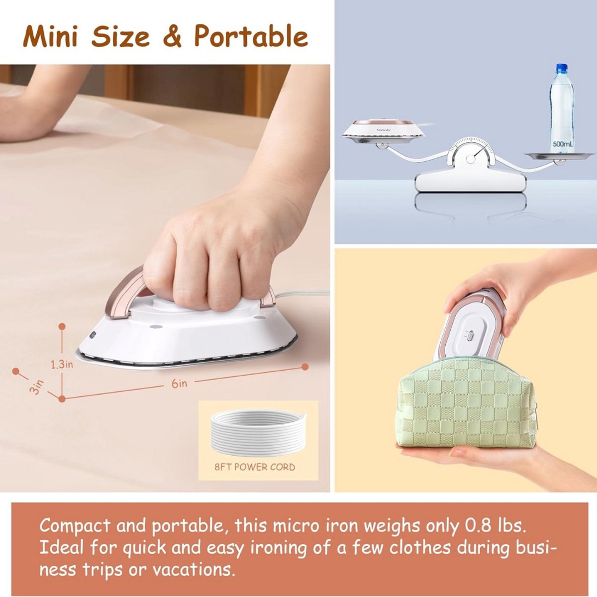 Reisstrijkijzer Mini met Stoom