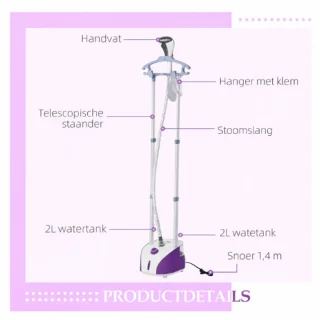 Wat vinden we goed aan de ROOTY Stoomstrijkijzer Kledingstomer Paars/Wit