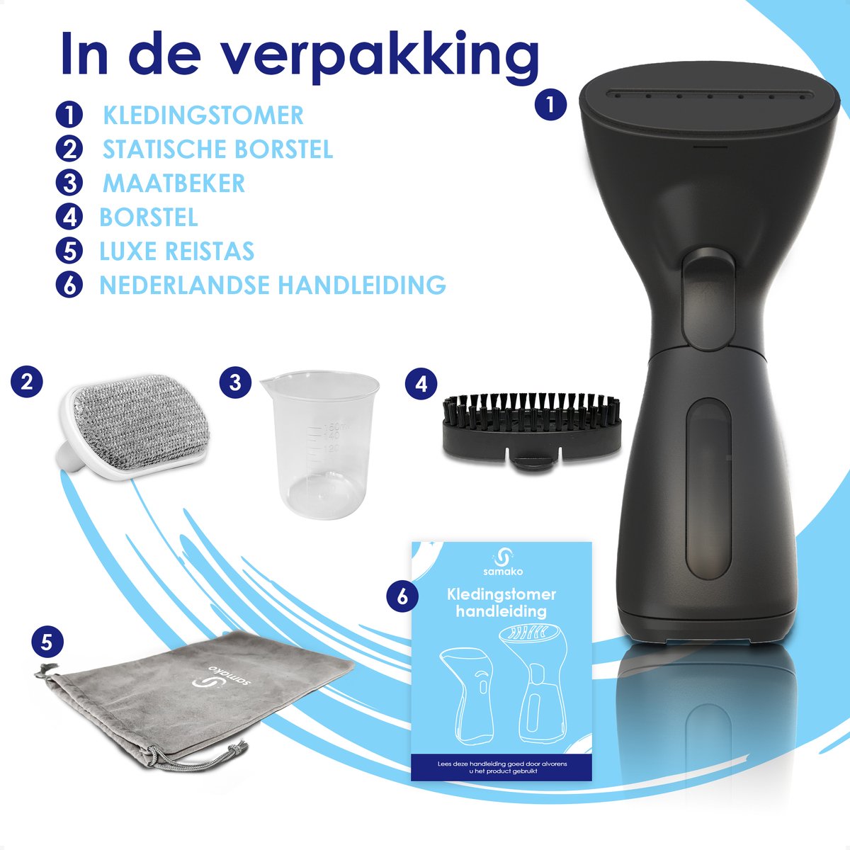 Samako SteamWave Handstomer Zwart