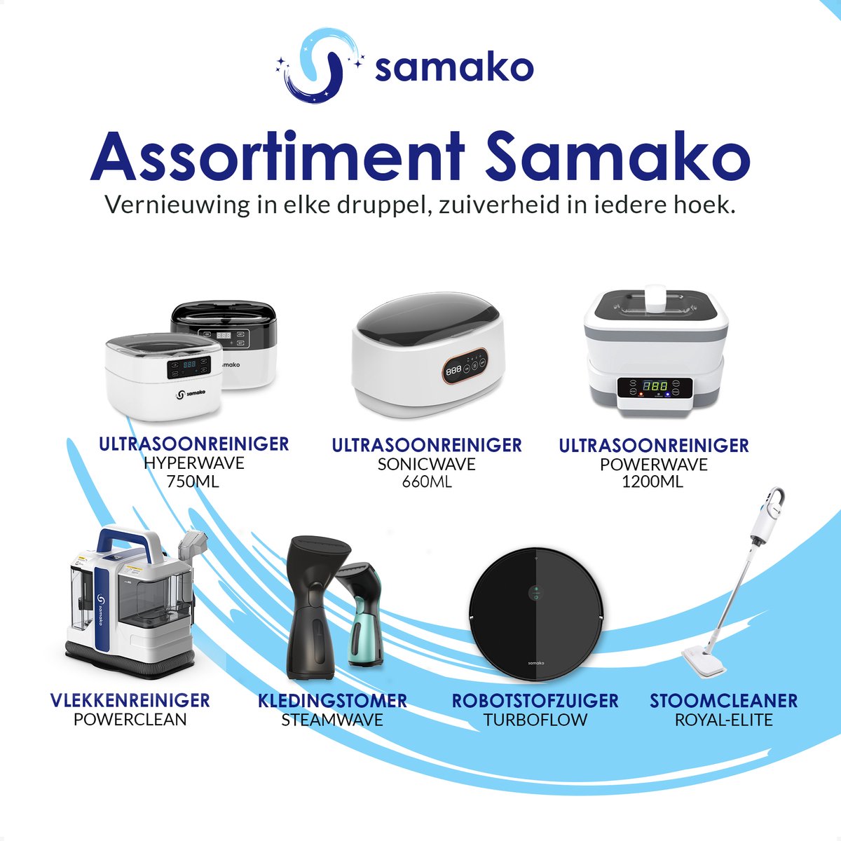 Samako SteamWave Handstomer Zwart