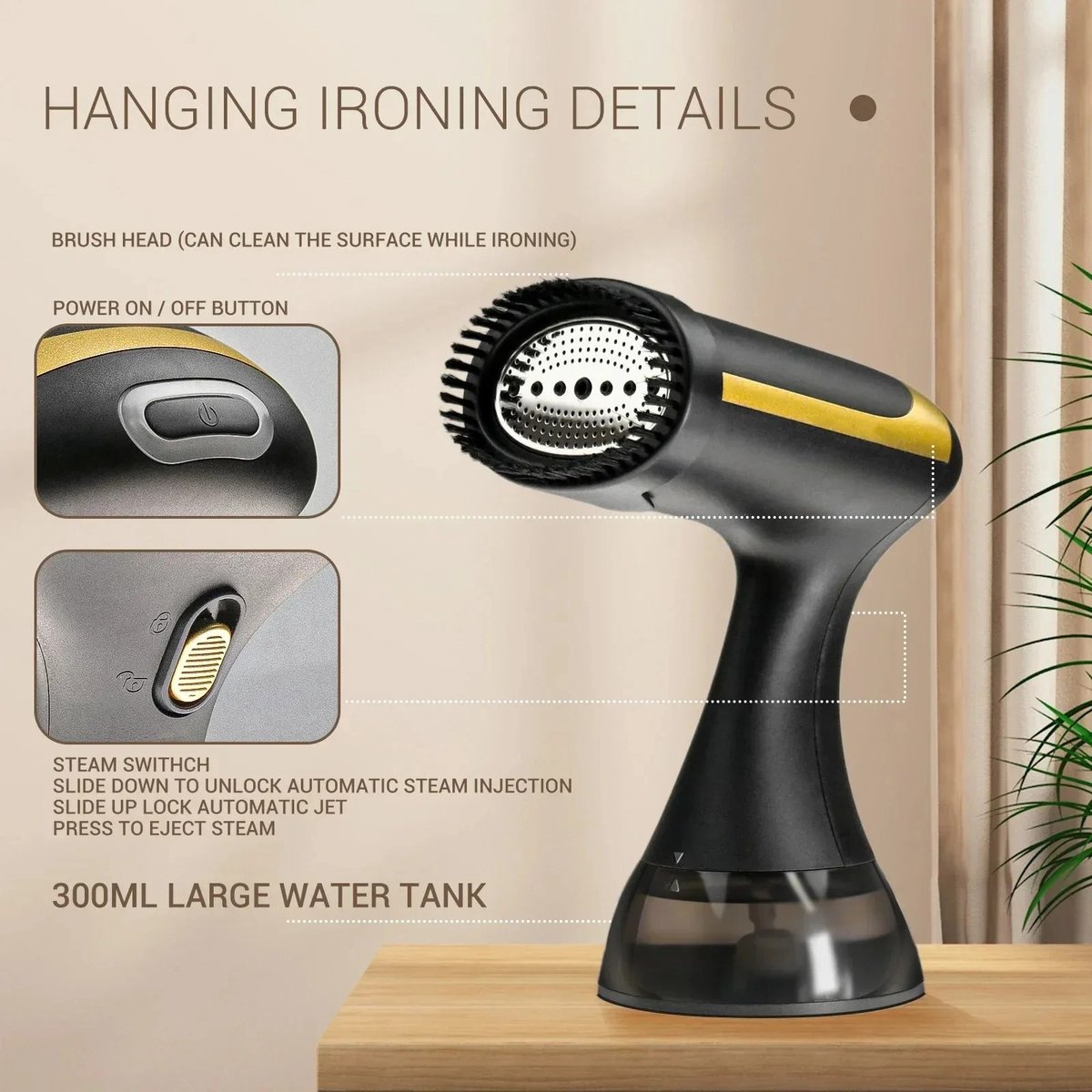 Serolux Stoomstrijkijzer 350ml Handheld Zwart