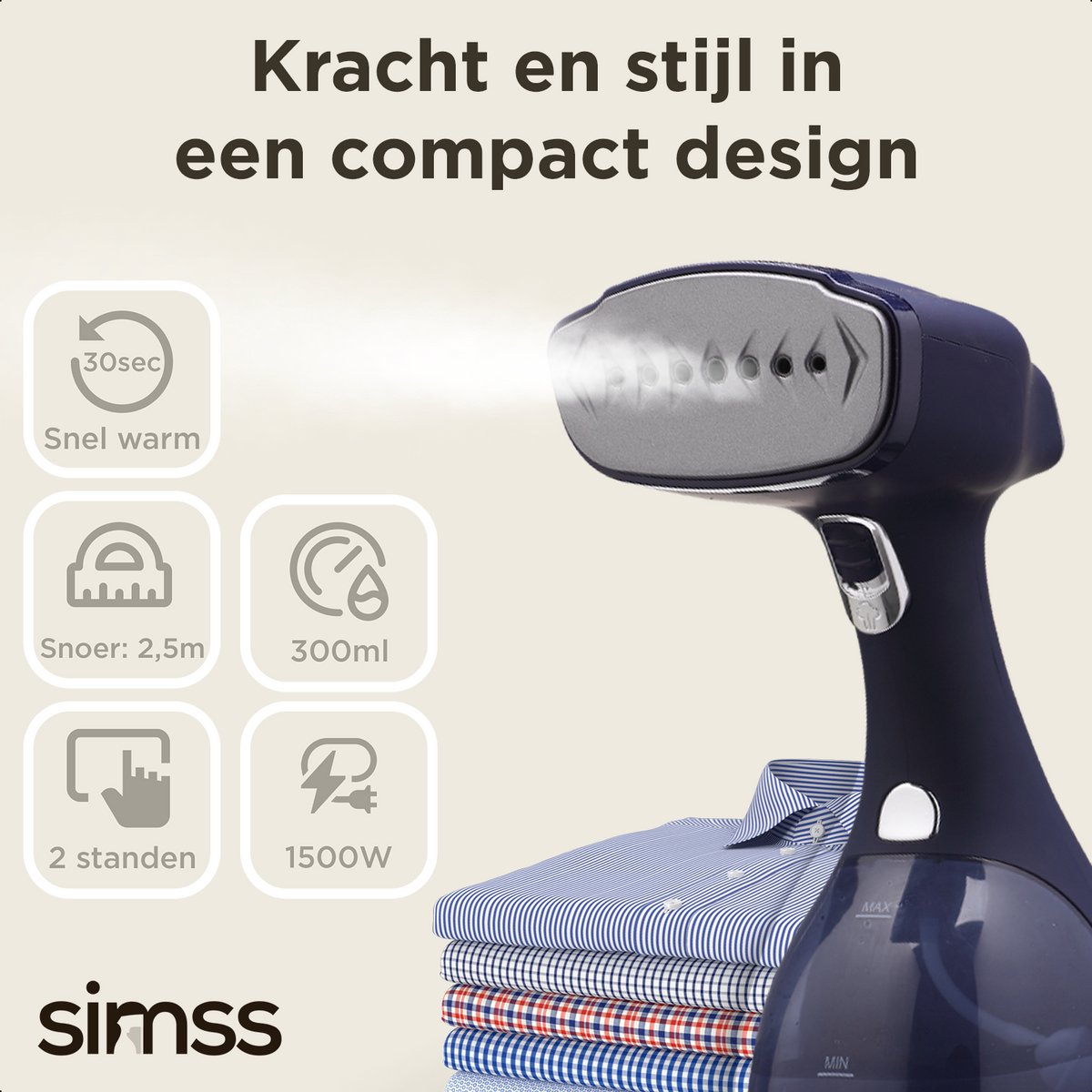 Simss® Kledingstomer 1500W 300ml Blauw