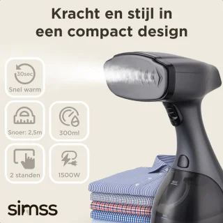 Simss® Kledingstomer 1500W 300ml Mat Grijs