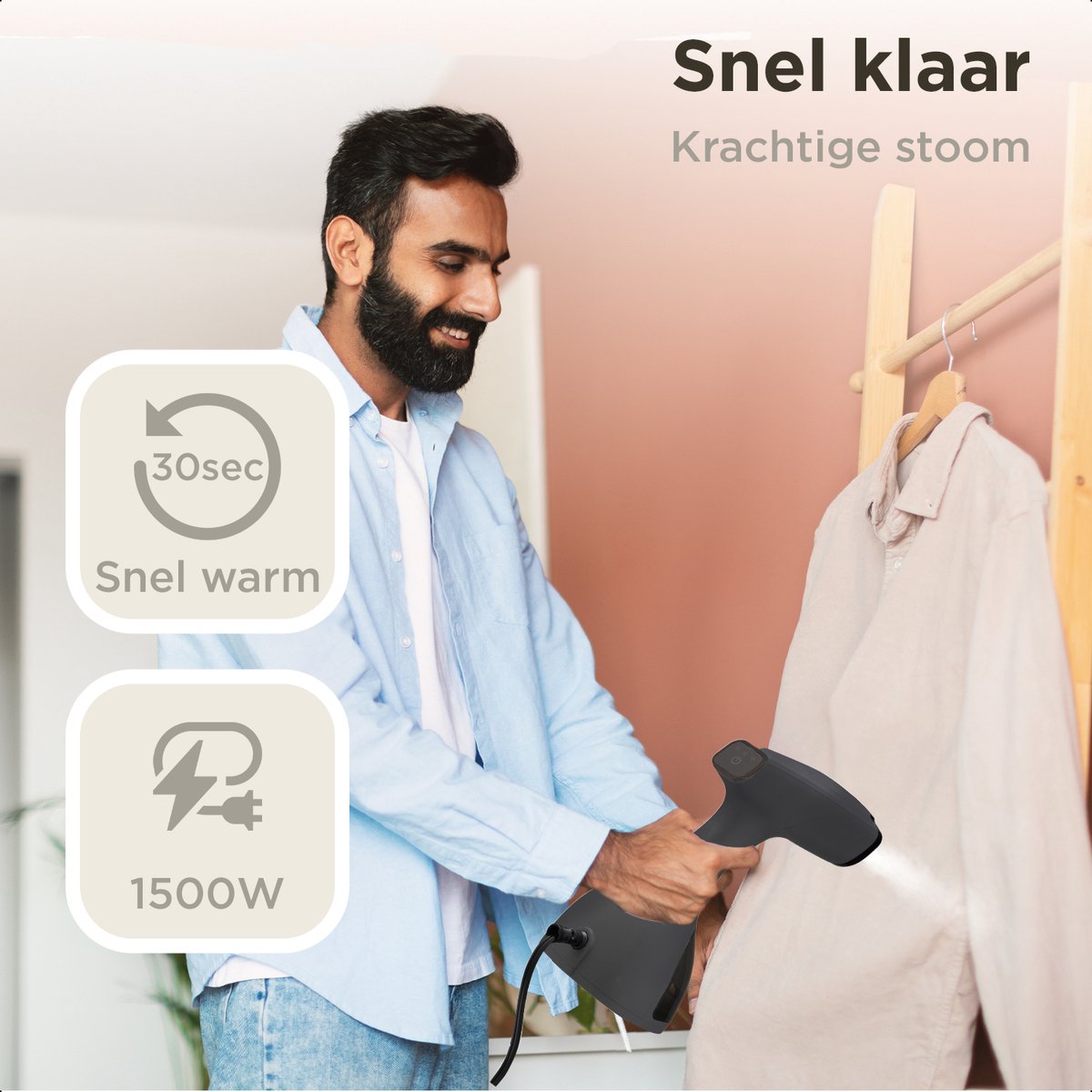 Simss® Kledingstomer 1500W 300ml Mat Grijs