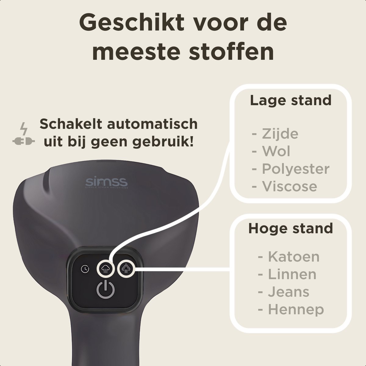 Simss® Kledingstomer 1500W 300ml Mat Grijs