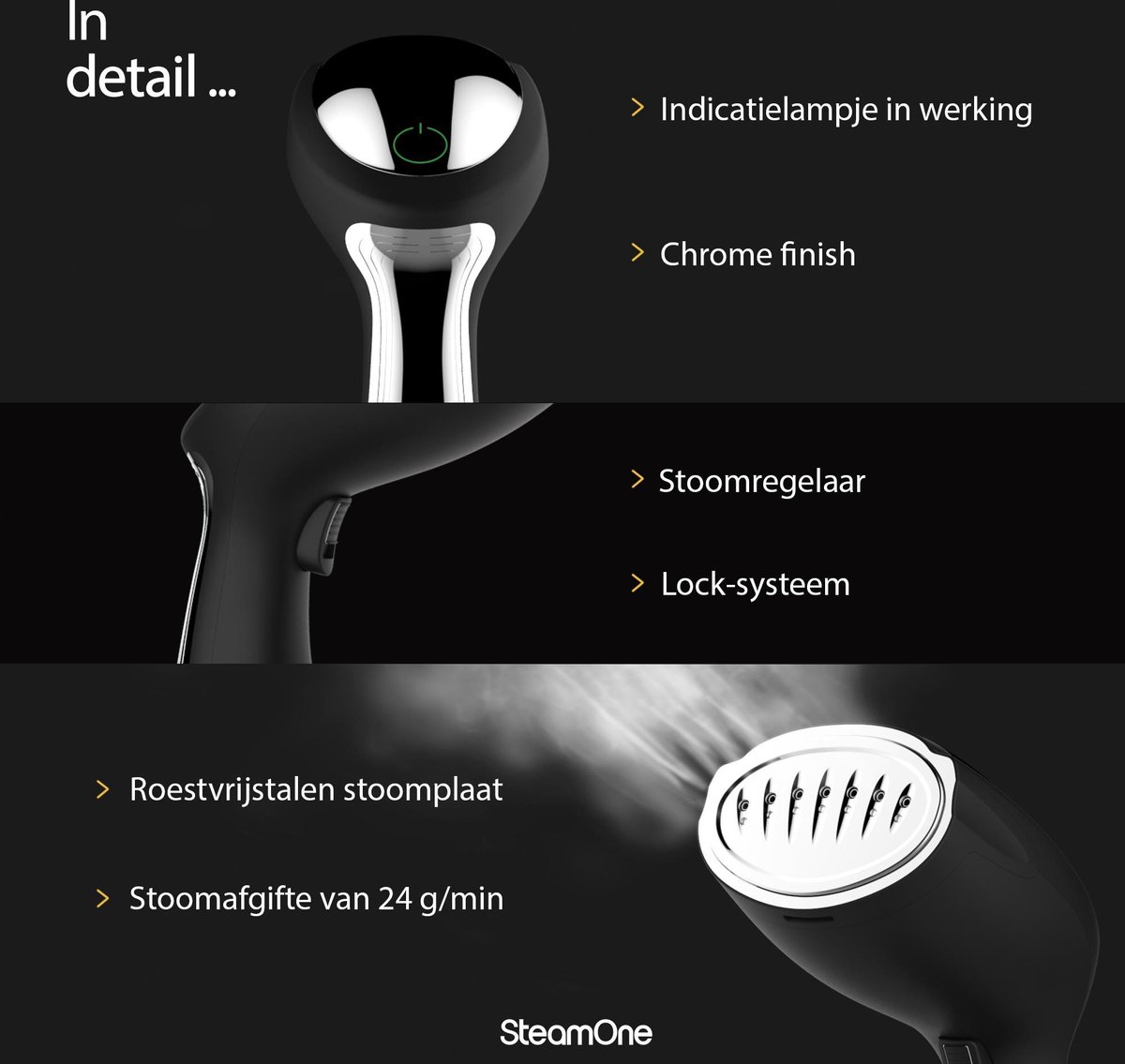 SteamOne S-Travel Kledingstomer Zwart