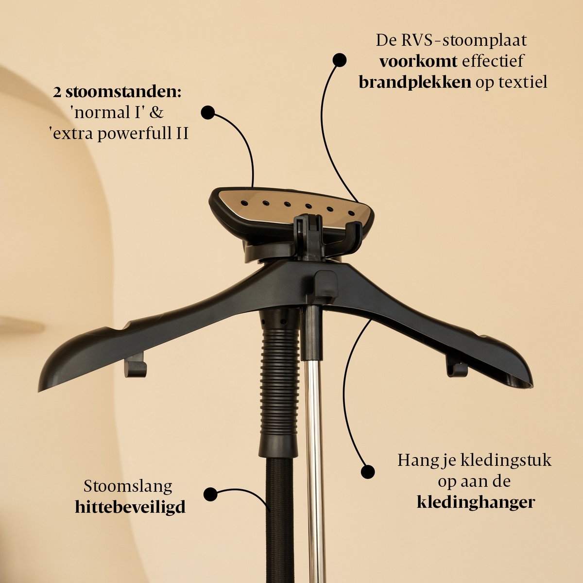 STEAMRS Professionele Luxe Kledingstomer 2200W 3L Zwart