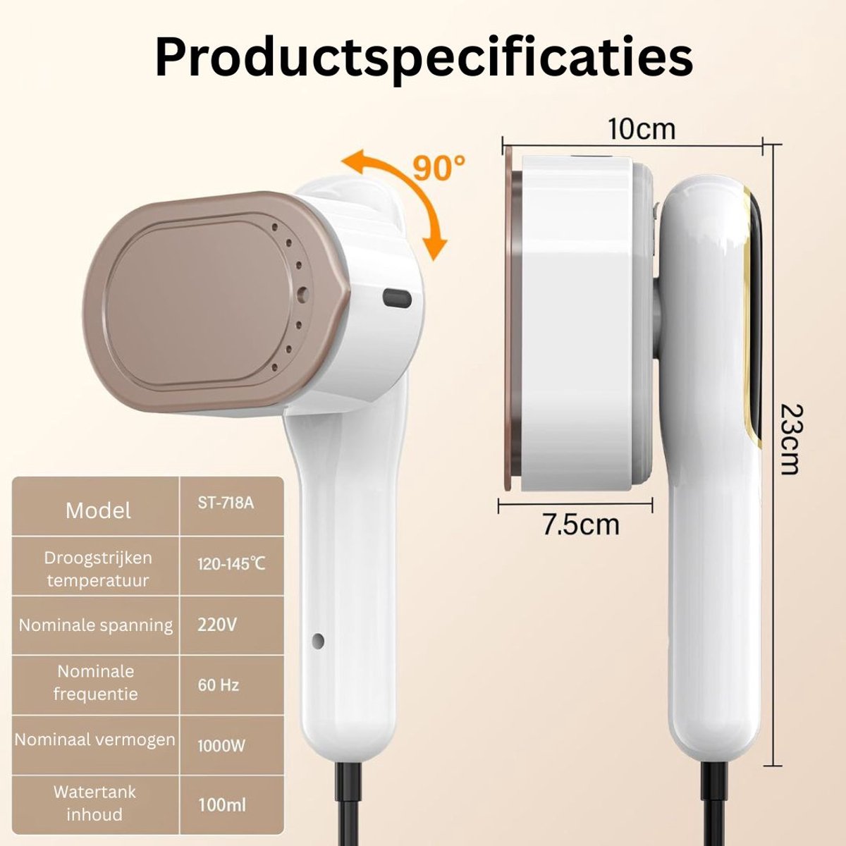 Stomer Kleding Steamer Handstomer Wit