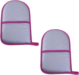 Stoomhandschoenen set 26 cm zilver en roze