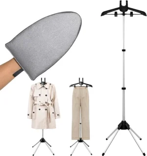Stoomkleding Set - Kledinghanger en Stoomhandschoen (Grijs)