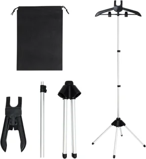 Stoomkledingrek - Kledingstomer standaard - Kleding stomen - Verstelbare hoogte - 160 cm - Grijs Zwart