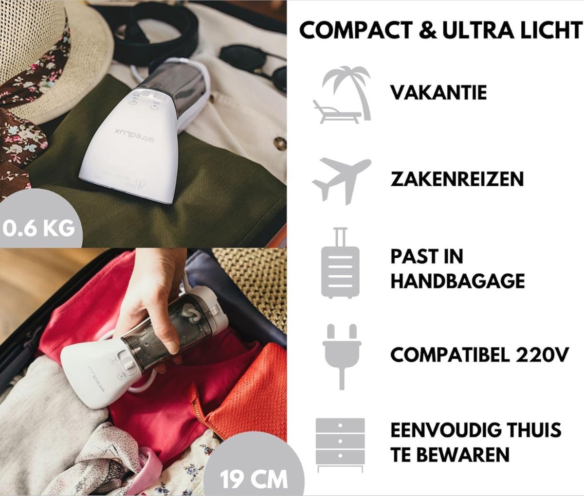 Stoomreiniger Kleding Wit