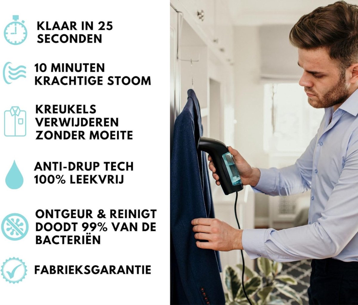 Stoomreiniger kleding zwart