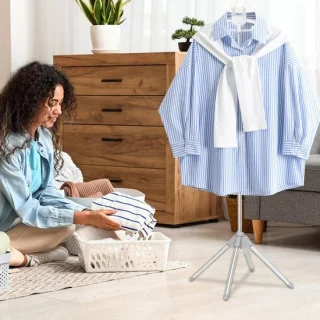 Stoomrek Kleding - Kledinghouder Stomer - Gelijkmatige Stoom - Inklapbaar Frame - 160 cm Lang - Grijs