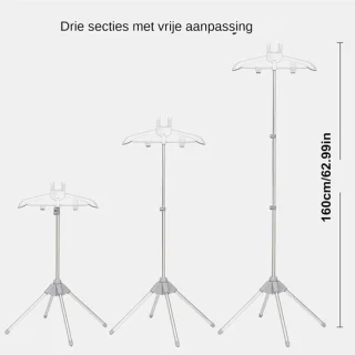 Stoomrek Kleding - Stoomhanger Standaard - Kleding Stomen - Opvouwbaar Ontwerp - 160 cm Lengte - Grijs