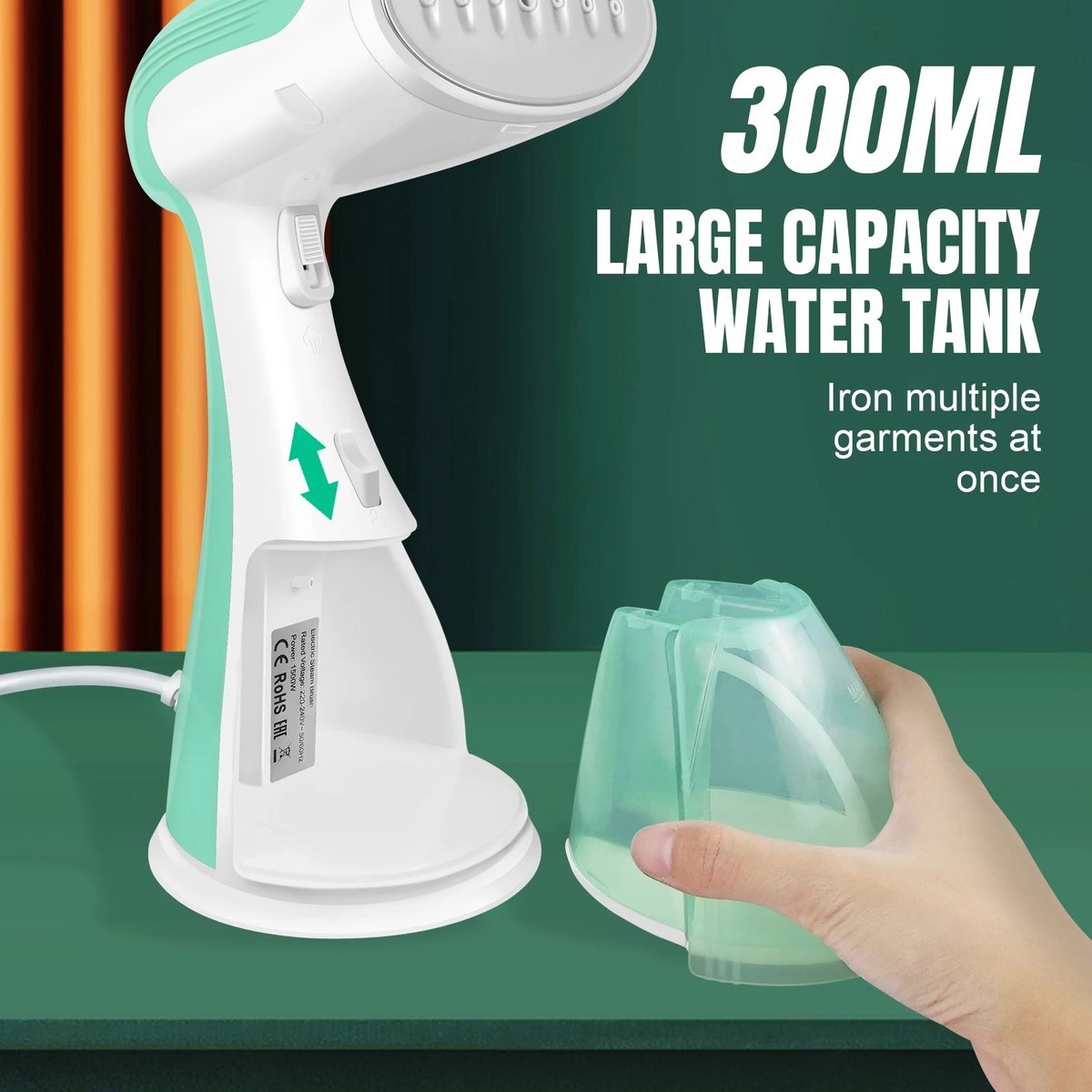Stoomstrijkijzer Groen 300ML Reismodel