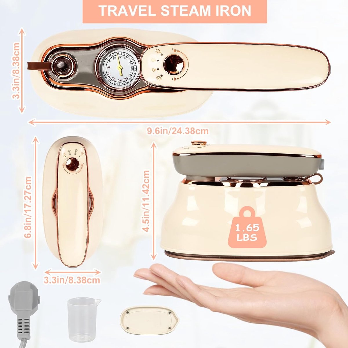 Upgrade Rotary 2-in-1 Travel Steamer Iron 1200W 200ml