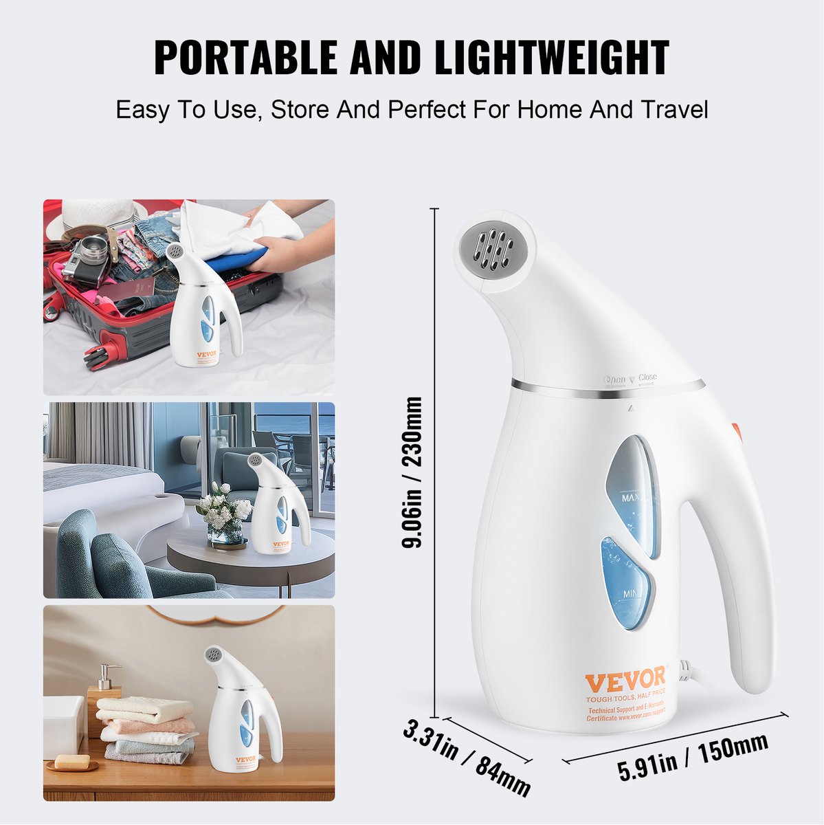 VEVOR Draagbare Stoomboot 900W Reisstrijkijzer 180ml