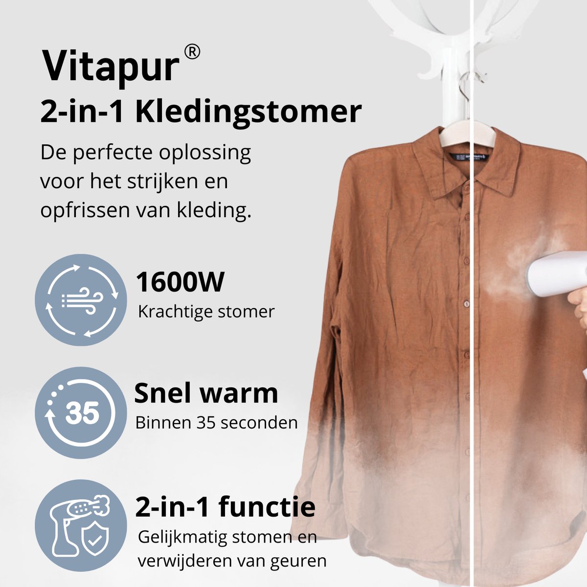 Vitapur Kledingstomer Handstomer Wit