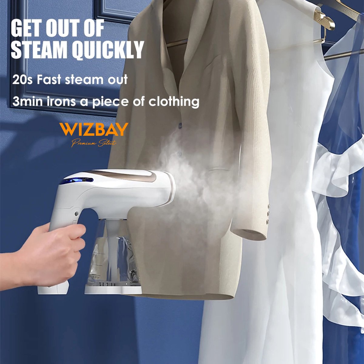 WizBay Premium Select Kledingstomer 1600W met Opzetstukken