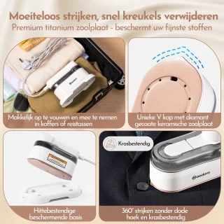 Woodoro Krachtige Kledingstomer 2-in-1 Handstomer & Strijkijzer 2000W