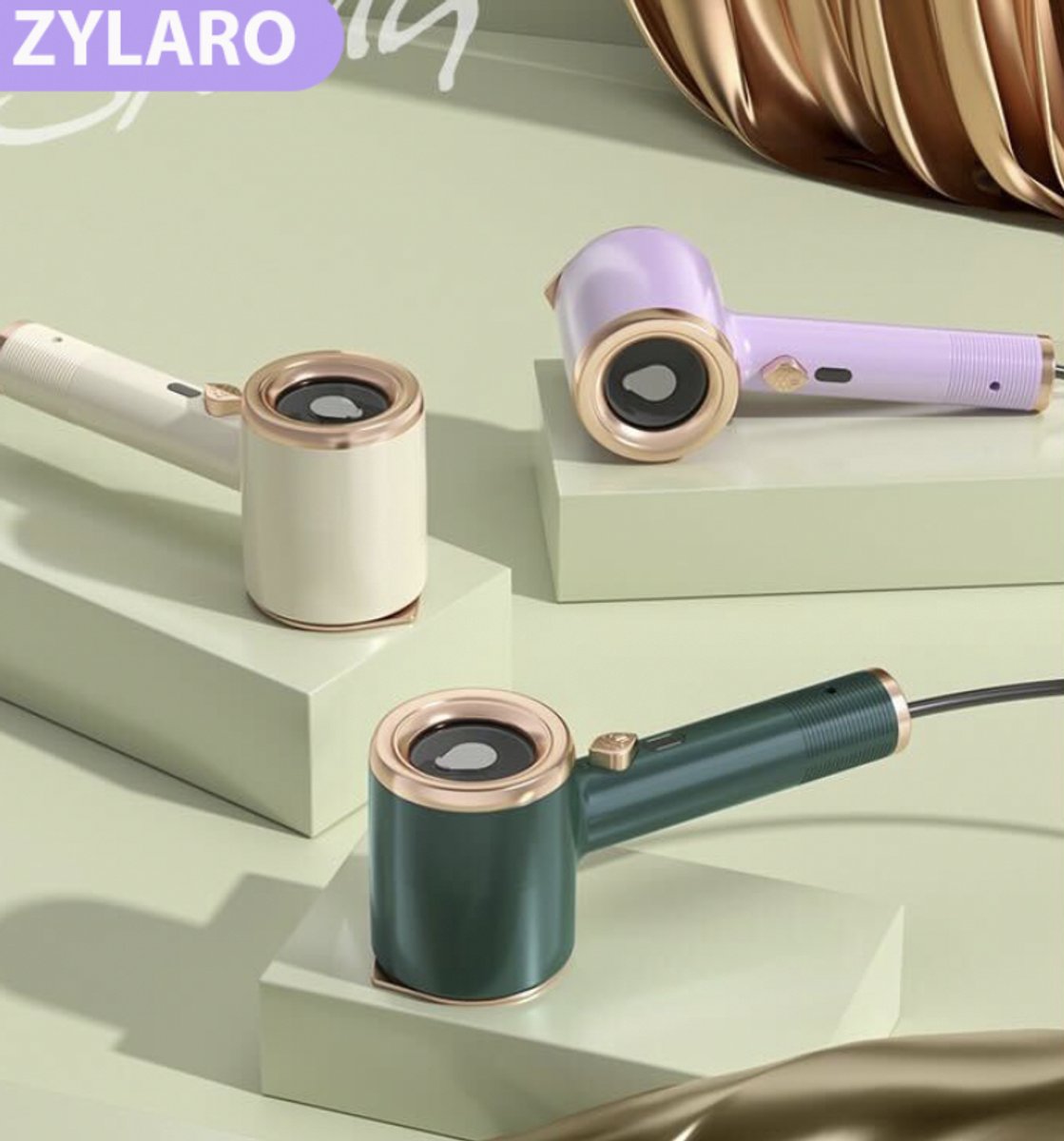 ZYLARO 2-in-1 Kledingstomer en Strijkijzer Crème Wit