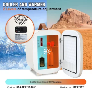 Trovado Minikoelkast - 4L/6 Blikjes - 2 in 1 kleine koelkast - Koel- en verwarmingsfunctie - Compacte drankkoelkast 9 V DC / 220 V AC voor kantoren en slaapkamer - Drinken - Cosmetica - Wit