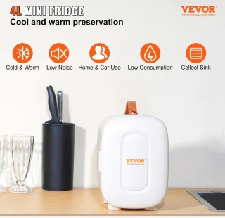 Trovado Minikoelkast - 4L/6 Blikjes - 2 in 1 kleine koelkast - Koel- en verwarmingsfunctie - Compacte drankkoelkast 9 V DC / 220 V AC voor kantoren en slaapkamer - Drinken - Cosmetica - Wit