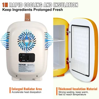 Trovado Minikoelkast - 4L/6 Blikjes - 2 in 1 kleine koelkast - Koel- en verwarmingsfunctie - Compacte drankkoelkast 9 V DC / 220 V AC voor kantoren en slaapkamer - Drinken - Cosmetica - Wit