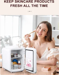 4 liter/6 blikjes draagbare mini-koelkast voor persoonlijke koelkast - huidverzorging cosmetica - slaapkamer kantoor auto - freonvrij