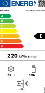 Electrolux KND5FE18S Vrijstaand 269 l E Wit