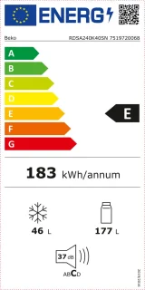 Beko RDSA240K40SN Vrijstaand 223 l E Zilver