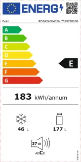 Beko RDSA240K40SN Vrijstaand 223 l E Zilver