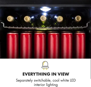 Drankkoeler met Glazen Deur - 47 Liter Minikoelkast met LED Verlichting en 5 Koelinstellingen
