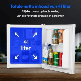 Nurion Mini Koelkast - 40L - Kleine ijskast - Vrijstaand - Compact - Wit - Minibar