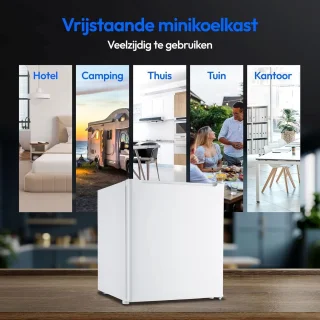 Nurion Mini Koelkast - 40L - Kleine ijskast - Vrijstaand - Compact - Wit - Minibar