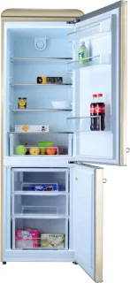 Helvetia Retro Koel-vriescombinatie HRCBGR300PEC1 - Crèmekleur (Beige) 300L - Led Verlichting- Leverbaar vanaf 8/11