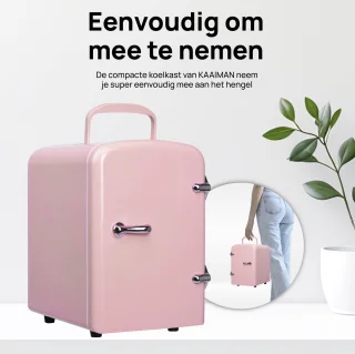 Kaaiman® Mini Koelkast 4L - Kleine Koelkast 12V/220V - Cosmetische Koelkast - Warm en Koud Functie - Skincare Fridge - Minikoelkast Slaapkamer - Roze
