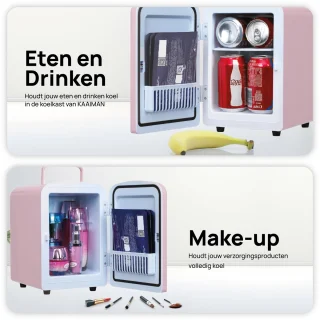Kaaiman® Mini Koelkast 4L - Kleine Koelkast 12V/220V - Cosmetische Koelkast - Warm en Koud Functie - Skincare Fridge - Minikoelkast Slaapkamer - Roze