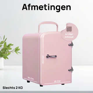 Kaaiman® Mini Koelkast 4L - Kleine Koelkast 12V/220V - Cosmetische Koelkast - Warm en Koud Functie - Skincare Fridge - Minikoelkast Slaapkamer - Roze