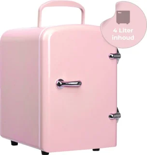 Kaaiman® Mini Koelkast 4L - Kleine Koelkast 12V/220V - Cosmetische Koelkast - Warm en Koud Functie - Skincare Fridge - Minikoelkast Slaapkamer - Roze