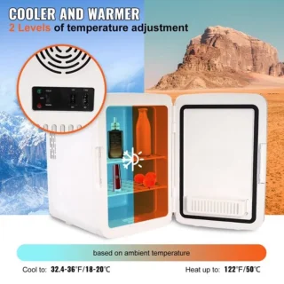 10 L / 12 blikjes minikoelkast, 2 in 1 kleine koelkast Koel- en verwarmingsfunctie, slot Compacte drankkoelkast 9V DC / 220V AC voor kantoor en slaapzaal Drank Cosmetisch wit