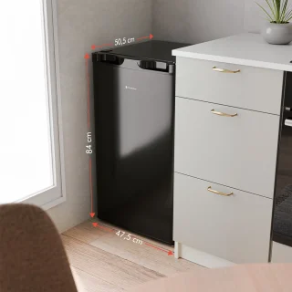 KitchenBrothers Vriezer - 64L - Compact Tafelmodel - 3 Vrieslades - Diepvrieskast - Vrijstaand - Zwart