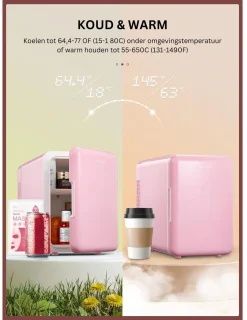 Minibar - Mini Koelkast Glazen Deur - Drankenkoelkast - Flessenkoelkast - 6L - Roze