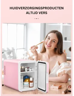 Minibar - Mini Koelkast Glazen Deur - Drankenkoelkast - Flessenkoelkast - 6L - Roze