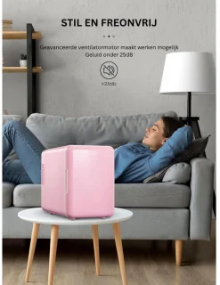 Minibar - Mini Koelkast Glazen Deur - Drankenkoelkast - Flessenkoelkast - 6L - Roze