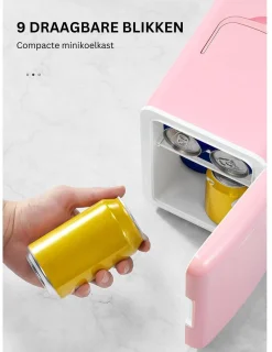 Minibar - Mini Koelkast Glazen Deur - Drankenkoelkast - Flessenkoelkast - 6L - Roze