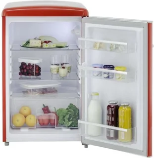Exquisit RKS120-V-H-160FR - Tafelmodel Koelkast - Retro - LED Verlichting - 122 Liter - 41dB - Rood