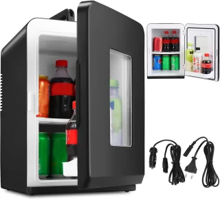 De 15L Mini koelkast - Draagbare minibar zwart (glazen deur) in één oogopslag